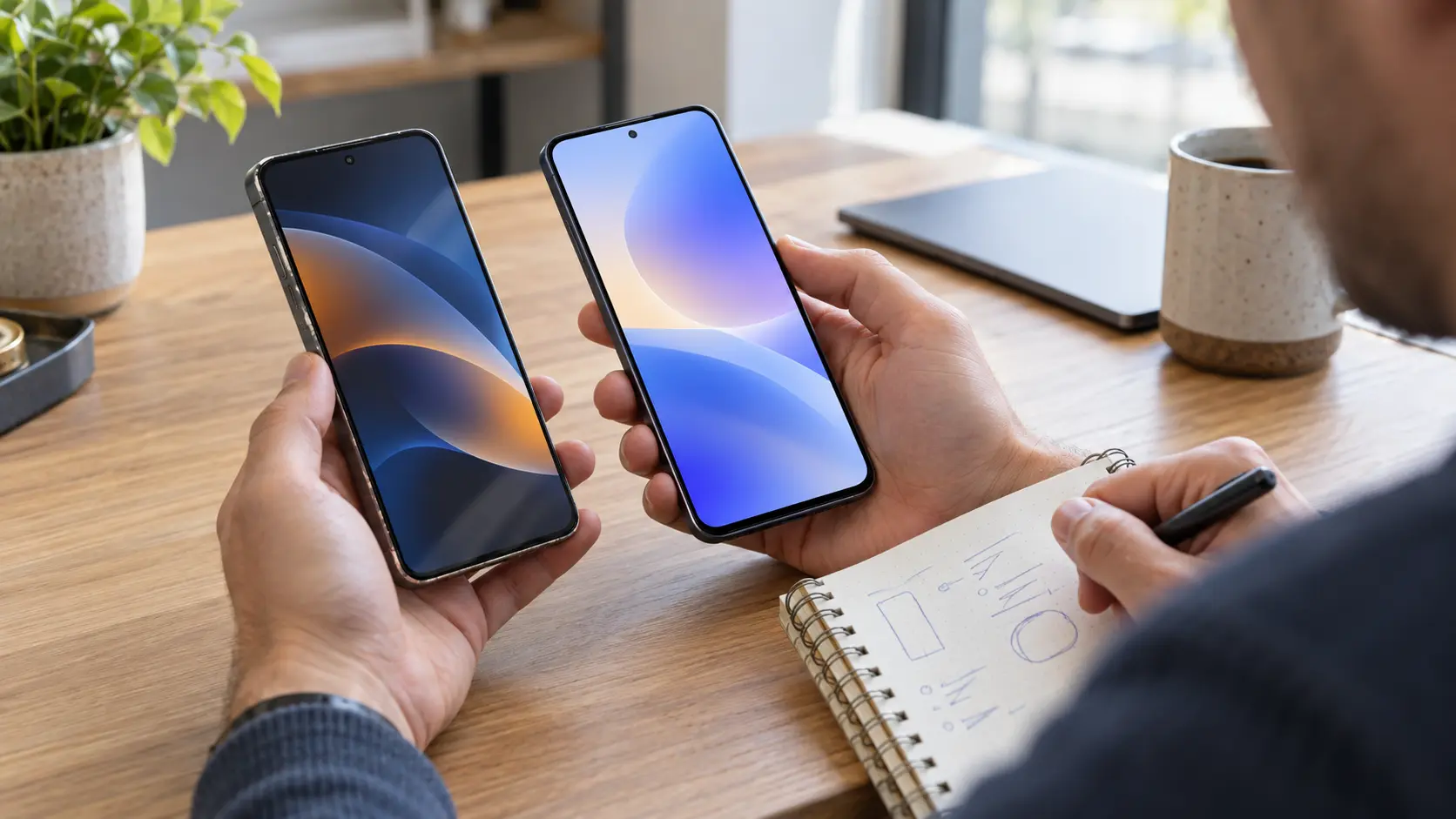 Verificarea ecranului camerei și portului de încărcare la un smartphone folosit